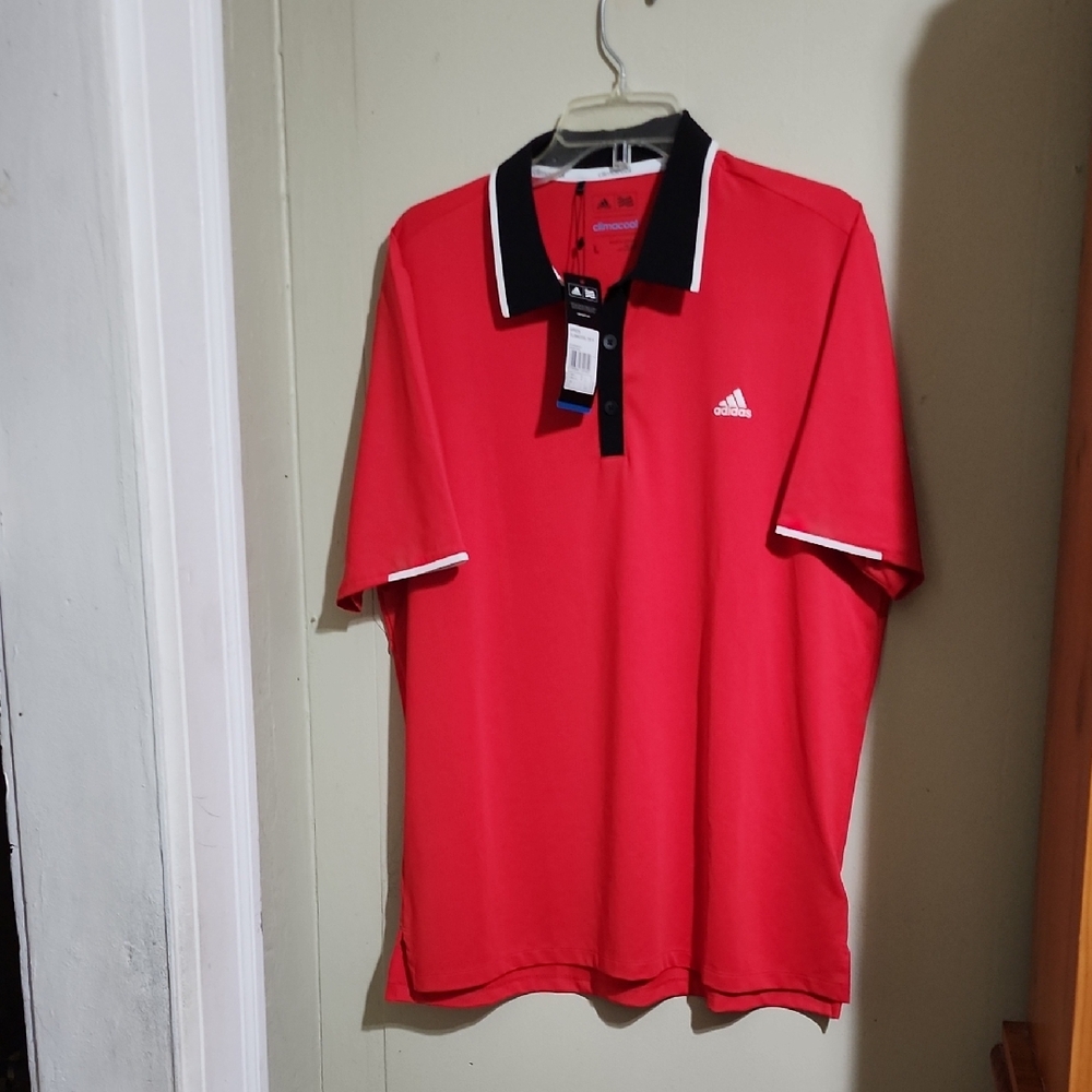 NWT Adidas Mens Climacool Golf Polo Shirt Red Size L